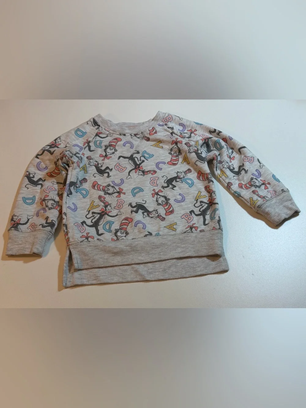 Dr. Seuss Cat in the Hat ABC Toddler Crewneck Sweatshirt Light Gray Heather 2T